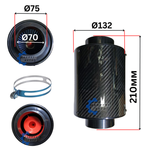 СПОРТЕН ФИЛТЪР КАРБОН Ф70 Ф75 Ф132 210ММ