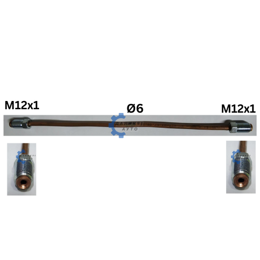 СПИРАЧНА ТРЪБА МЕДНА Ф6 М12х1 С ОБРАТЕН КОНУС