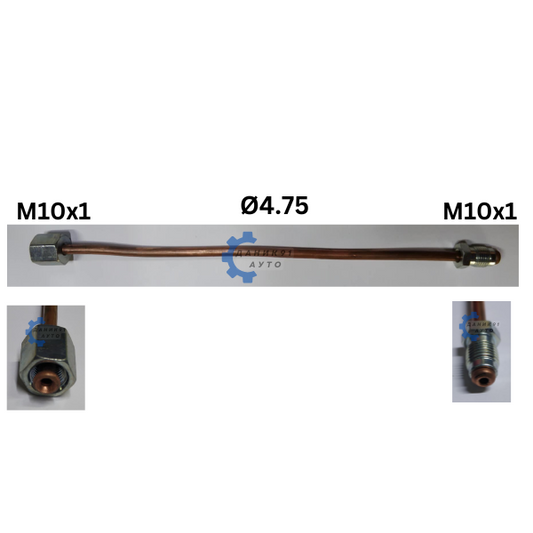СПИРАЧНА ТРЪБА МЕДНА Ф4.75 С НАКРАЙНИЦИ 2 х М10х1 - МЪЖКИ ЖЕНСКИ