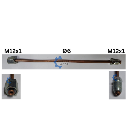 СПИРАЧНА ТРЪБА МЕДНА Ф6 С НАКРАЙНИЦИ 2 Х М12х1 - МЪЖКИ ЖЕНСКИ