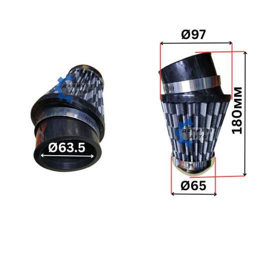 СПОРТЕН ФИЛТЪР КАРБОН Ф63.5 Ф65 Ф97 180ММ