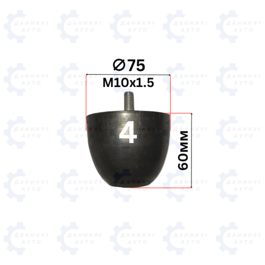 БУФЕРЕН ТАМПОН М10 х Ф75 х 60ММ