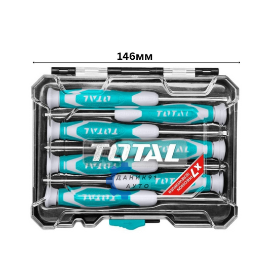 Прецизни отвертки TOTAL - SL, PH, Tx 7 броя комплект